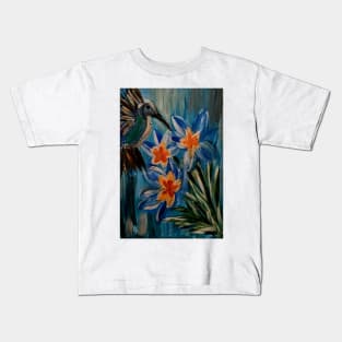 hummingbirds feeding on some nectar Kids T-Shirt